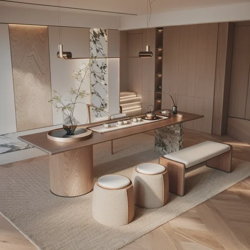 hf2x茶禅家具实木泡茶桌简约现代桌椅组合家用茶桌办公新中式空间