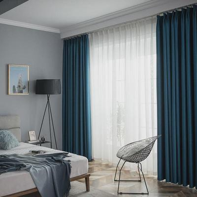 19ek飘窗一整套免打孔安装卧室客厅窗帘加厚全遮光伸缩杆2024新款