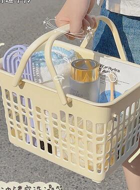 手提洗澡篮塑料卫生间镂空沐浴篮粉色时尚加高果蔬收纳篮蓝色卫浴