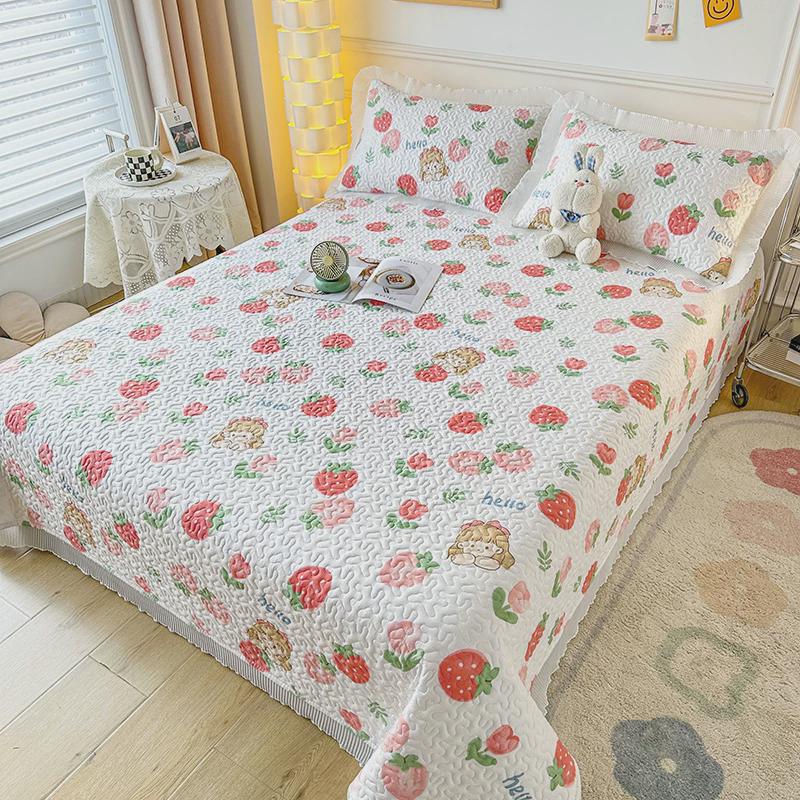 热销6b76水洗棉床盖三件套2024炕榻榻米新款盖绗缝床单单件夏四季