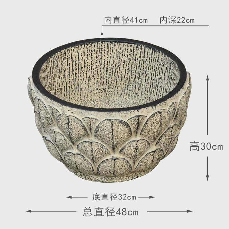 l!中式树脂鱼缸荷花花盆户外古法鱼池庭院造景布置室外小水景景观