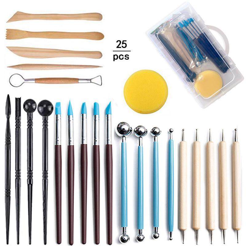 石工具25件套装diy软陶泥塑刀工具陶泥塑粘土雕刻刀带塑料手提盒,文具电教/文化用品/商务用品,文创/手作/文化用品,淘宝优惠券,粉丝福利购,淘宝优惠卷