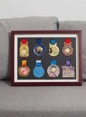 aza3马拉松奖牌框实木奖牌收纳框簿马拉松号码展示架奖牌摆台定