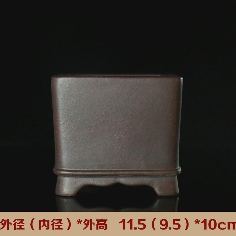 紫砂仿古盆正方形盆景盆原矿青灰泥小花盆菖蒲盆孙伟制觅陶乡