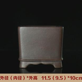紫砂仿古花盆正方形盆景盆原矿青灰泥小盆菖蒲盆孙伟制觅陶乡