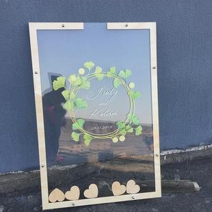 热销婚礼宾客欧式签名留言簿签名册创意复古爱心互动摆件结婚框庆