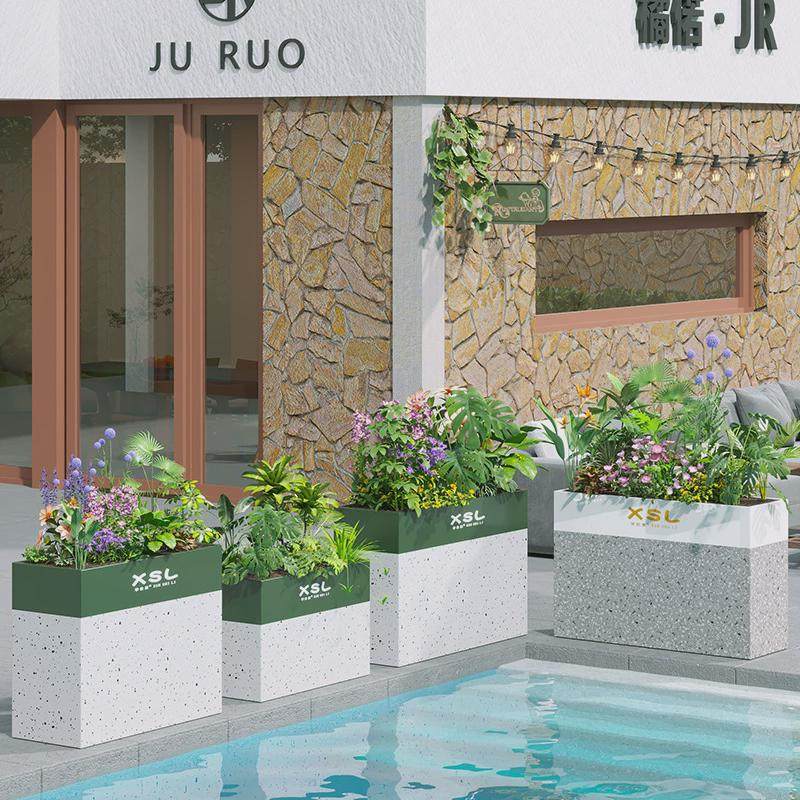 仿水磨石户外花槽组合庭院露台外摆商业街镀锌板防潮锈可移动花箱,鲜花速递/花卉仿真/绿植园艺,花盆,淘宝优惠券,粉丝福利购,淘宝优惠卷