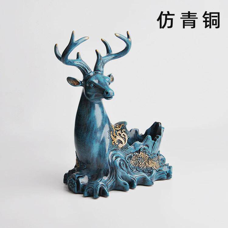 中式款架树脂鹿头红酒架摆件鹿头酒柜洋酒欧式书柜电视柜装饰品