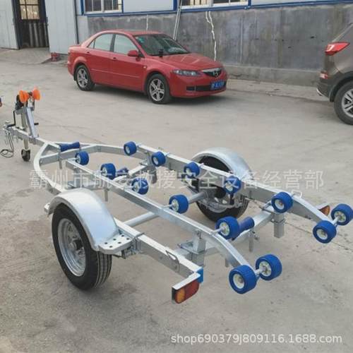 防汛水域冲锋舟皮划艇运输架铝合金船用拖车架大型多用途运车架