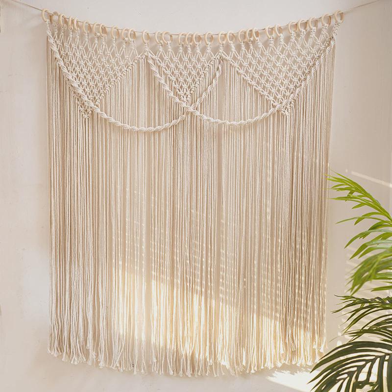 波西米亚手工编织挂毯床头婚礼客厅民宿装饰家居装饰棉绳门帘窗帘