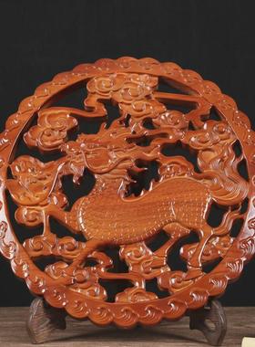 桃木圆挂饰30公分客厅家居挂件桃木工艺品墙上挂件木雕福字挂件