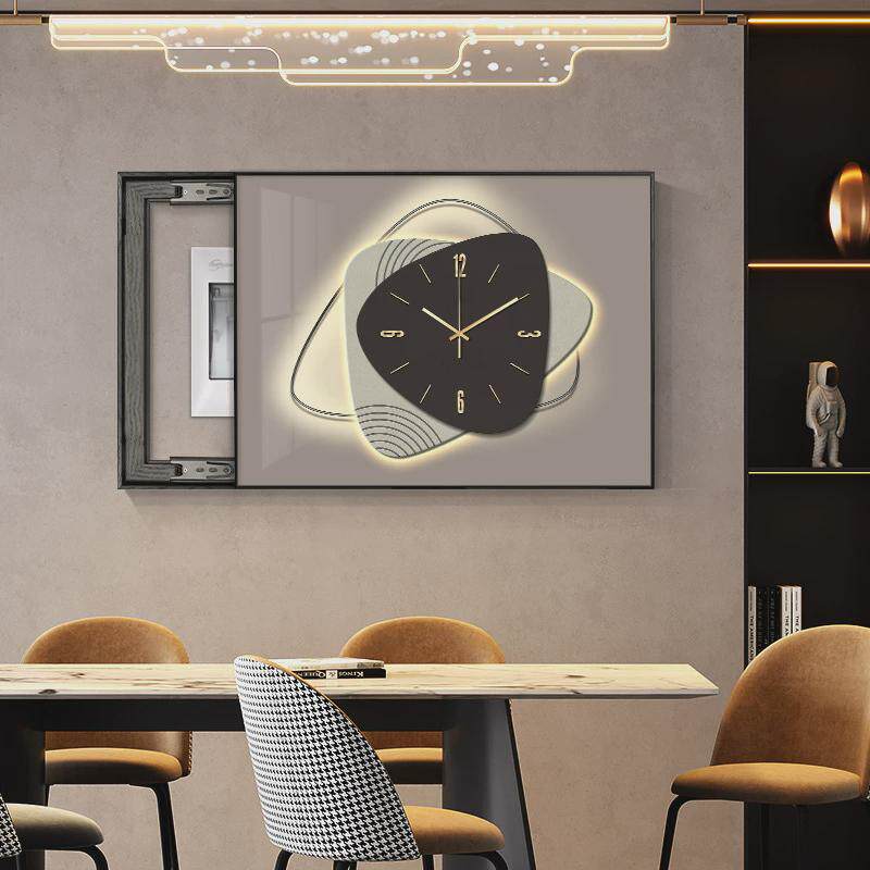 轻奢高级感电表箱装饰画带钟表配电箱遮挡现代简约免打孔挂画壁画