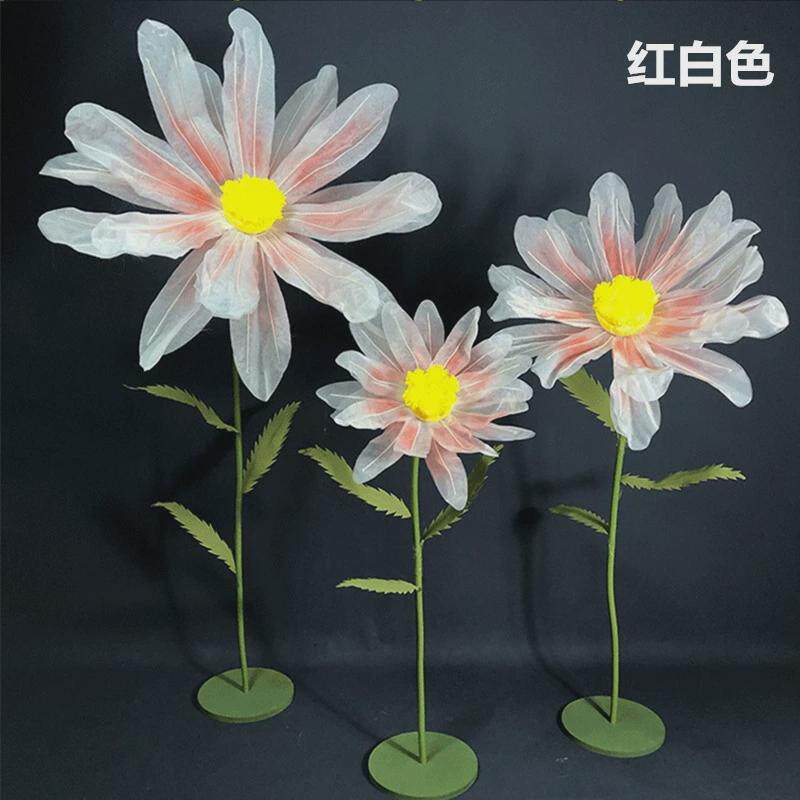 新款婚庆婚礼手工纸花丝网花橱窗装饰道具纱花场景布置雏菊路引花