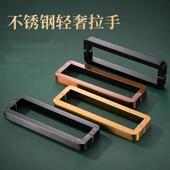 圆角新款 加厚方管玻璃门把手地弹簧无框门金色不锈钢黑色大门拉手