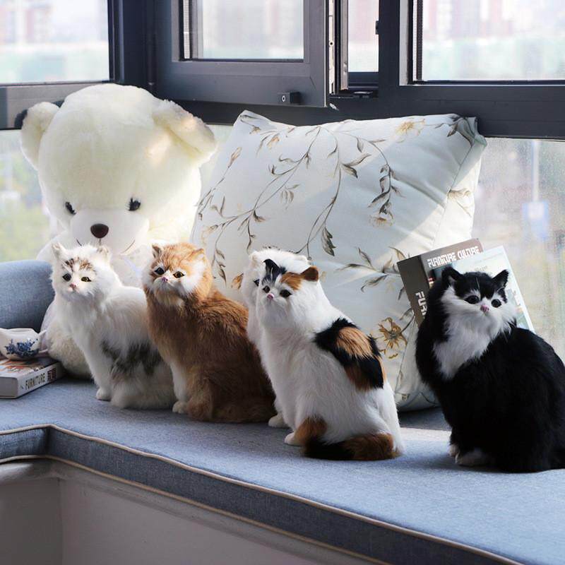 仿真皮毛动物猫咪模型工艺品创意礼品家居摆件手工制作