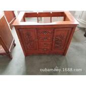 新中式 古典浴室柜仿古实木落地洗手洗脸双盆洗漱台盆柜
