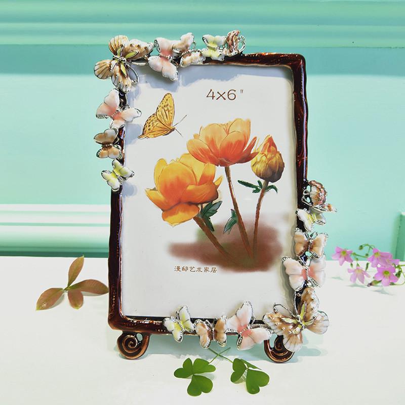 美式创意珐琅彩金属相框复古儿童照片相框摆台铝合金个性摆件销售
