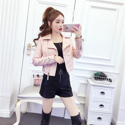 150 155小个子秋pu皮搭配皮裤+洋气女神范三件套装XS