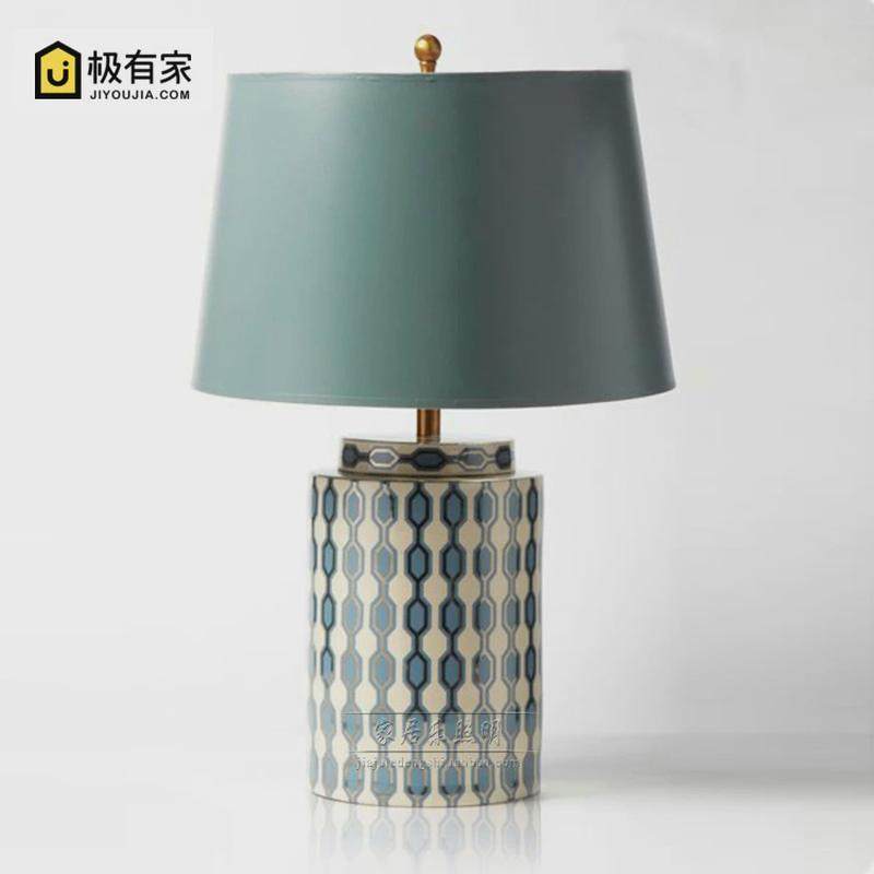 欧式田园蓝色时尚家居现代陶瓷台灯客厅酒店美式样板房卧室床头灯