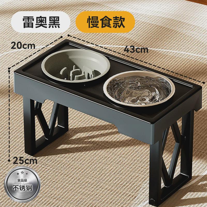 可调节高架狗狗狗慢食碗金毛拉布拉多大狗碗不锈钢狗盆