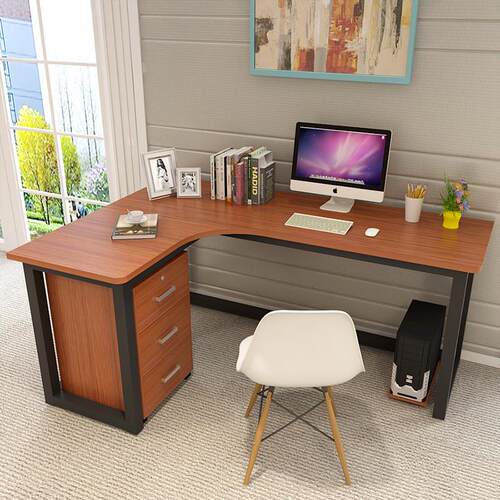 转角书桌椅组合简易钢木办公桌简约现代L型电脑桌家用学生写字台
