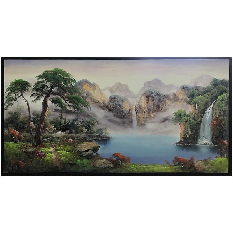 工厂直销客厅玄关装饰画新中式挂画家居民俗纯手绘油画山水画