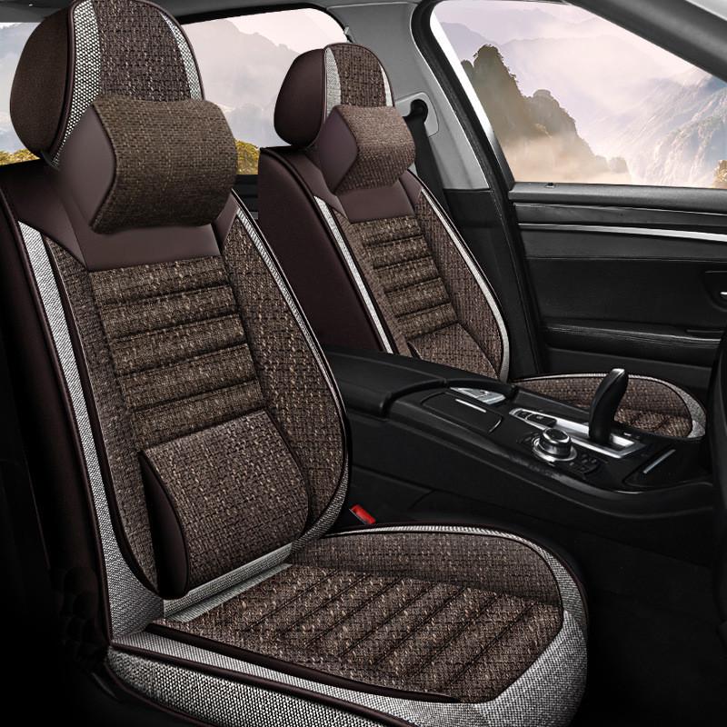 热销新款汽车坐垫座椅套全包四季通用座套专用车套亚麻坐套全包围