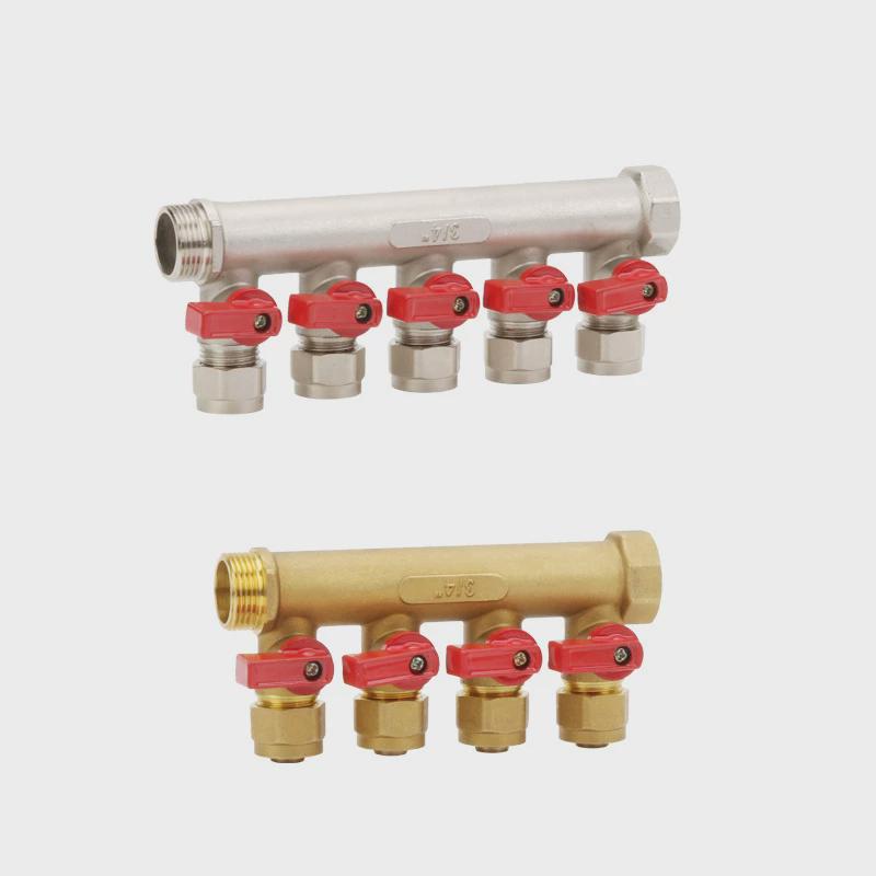 地暖分水器3/4fm*16mm地热分水器全套铜分水器分集水器厂家直销