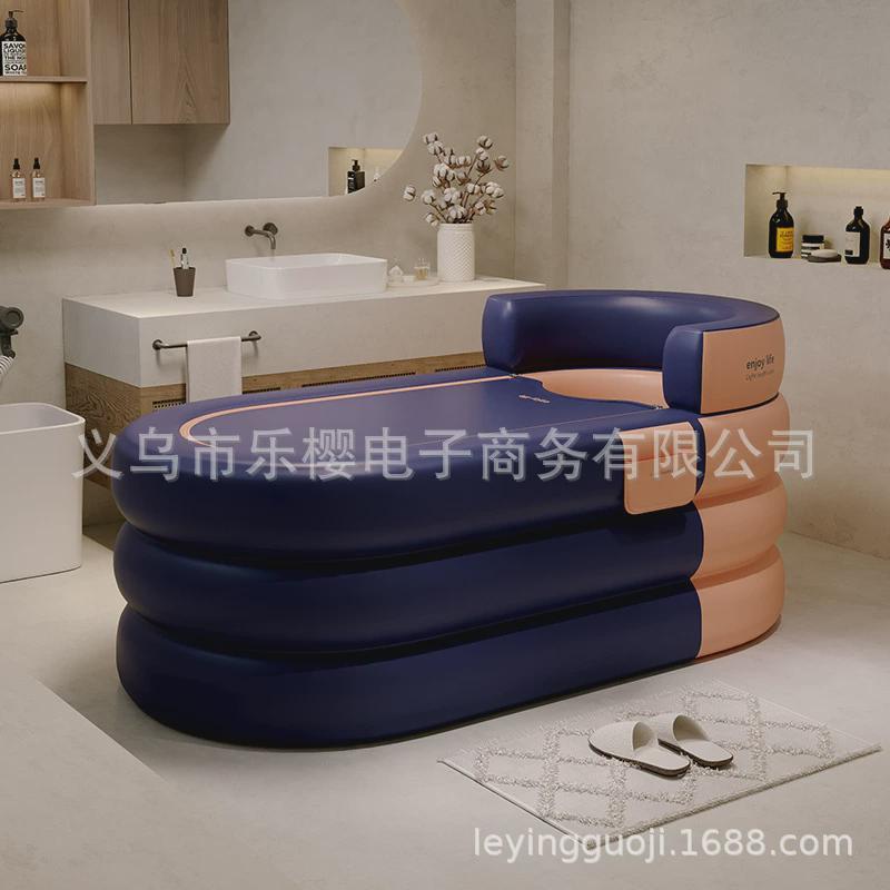 泡澡桶大人加高PVC折叠儿童洗澡加厚浴盆家用充气浴缸成人沐浴桶