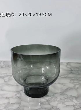 现代简约欧式灰色焦糖色玻璃花瓶摆件花器样板房售楼处饰品