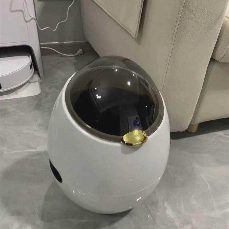 新款恐龙蛋摇盖式垃圾桶带盖家庭创意客厅卧室圆形可爱太空舱家用