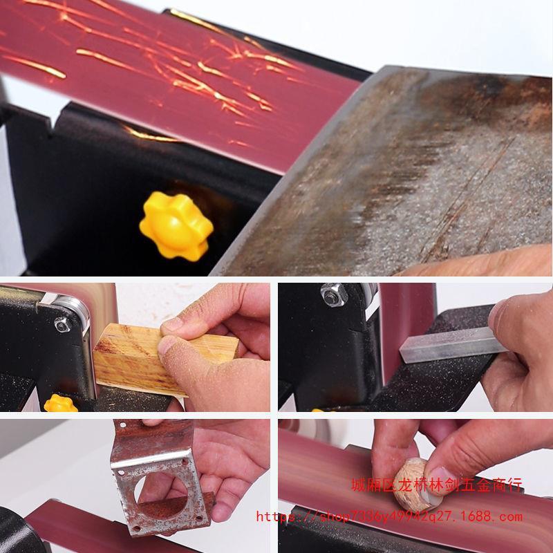 800W砂带机小型迷你电动抛光机微型木工打磨机定角磨机台式