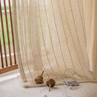 麻布窗纱 米色亚麻纱帘窗帘棉麻禅意寂客厅宅茶室风透光不透人日式