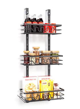 68n立德方管厨房浴室门后挂篮三层四层五层铁喷粉置物架免打孔无