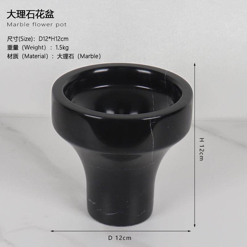 欧式花器天然大理石多肉盆迷你盆栽办公桌售楼处玄关桌面装饰花盆