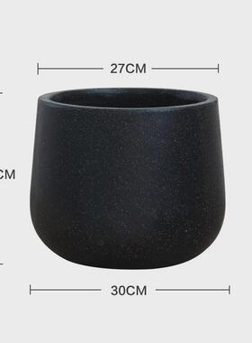 北欧简约水泥花盆黑色客厅落地圆形盆栽盆器超大号创意白色种树盆