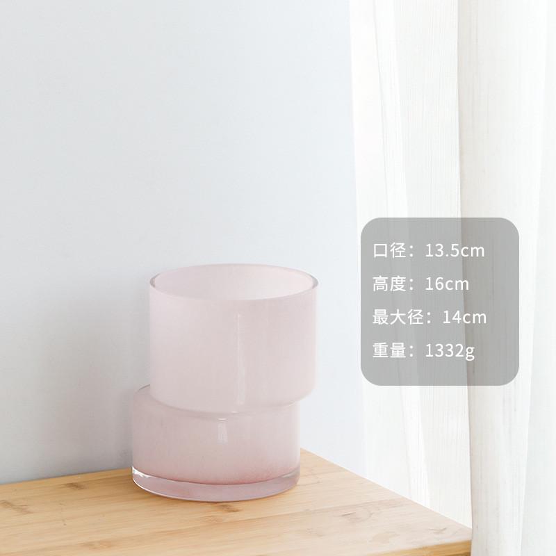 现代轻奢透明彩色竹节玻璃花瓶客厅样板房会所设计师装饰花器摆件