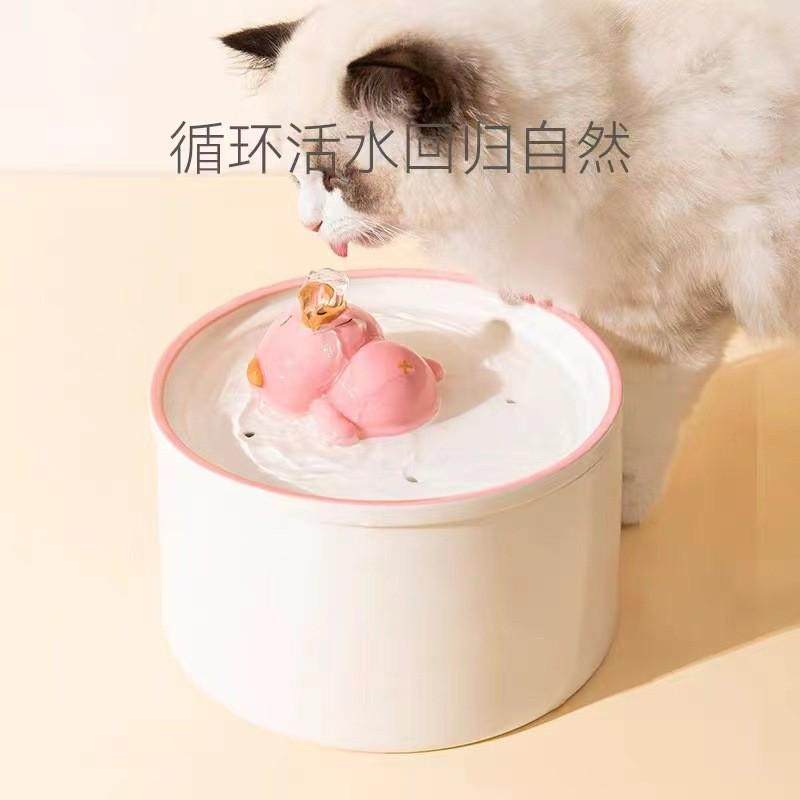 小猪打翻萌宠陶瓷自动饮水机猫咪喝水防款狗循环无噪音饮水器