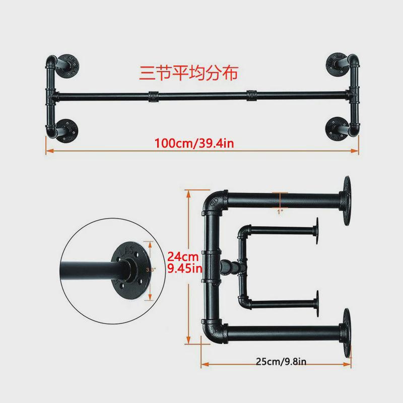 工业风铁艺服装架水管做旧展示架 墙式实体店上服装店陈列架
