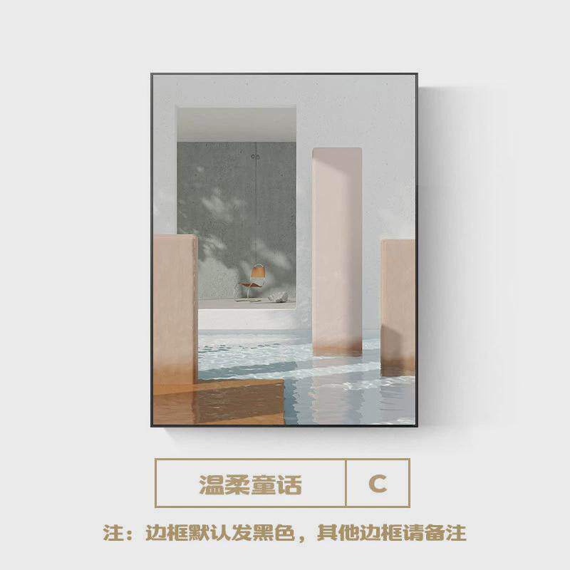 莫壁画玄关装饰画空间延伸现代简约客厅建筑挂画北欧空间感兰迪