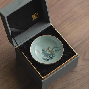 品茗杯普洱杯茶盏 陶瓷手绘牡丹汝窑大茶杯主人杯单杯个人专用中式