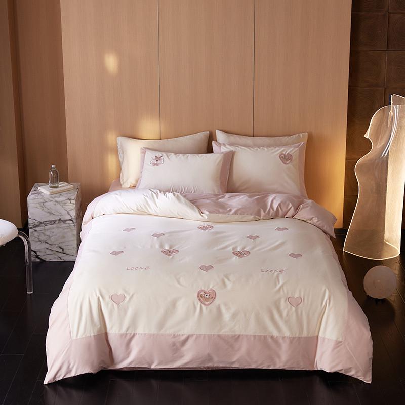 全棉龙龙欢喜刺绣婚庆四件套床单被套大红色结婚房床上用品