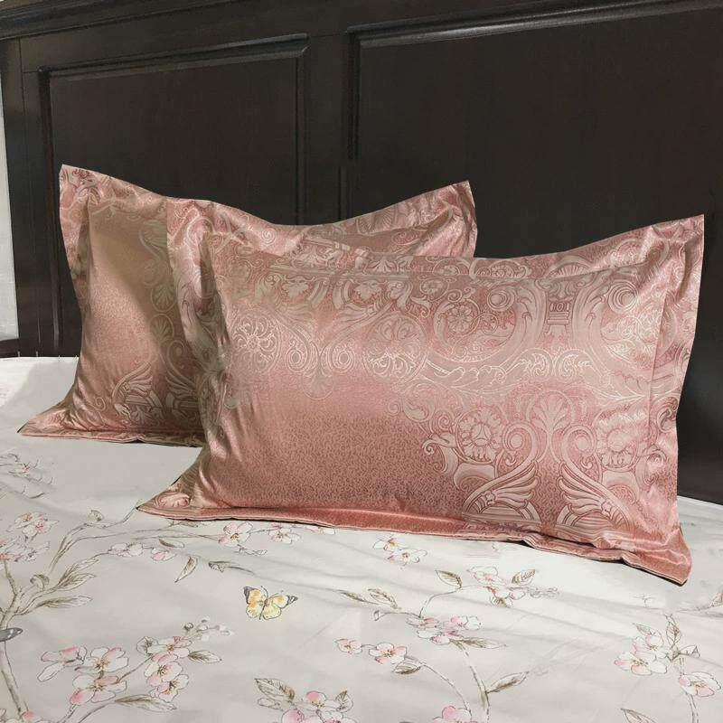 ri0t贡缎家用枕套一对装欧式枕头套一对提花婚庆结婚乳胶枕枕