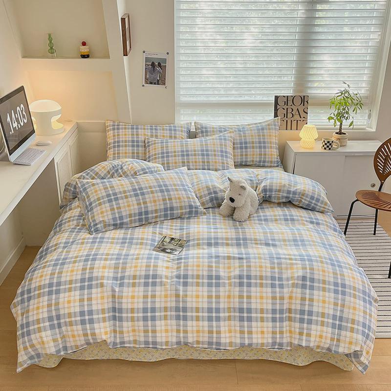 学生宿舍印花四件套床上用品床单被套被罩春秋全棉床笠单人三件套