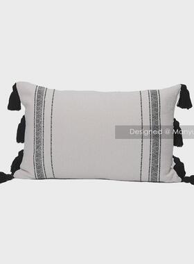 86M0蔓越家ins复古黑白棉麻抱枕抱枕套含芯客厅沙发靠垫样板间靠