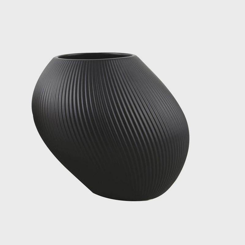 创意不规则蝴蝶兰花盆禅意盆栽陶瓷盆倾斜造型黑白色简约花器