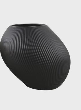 创意不规则花盆蝴蝶兰禅意色陶瓷盆倾斜造型黑白盆栽简约花器