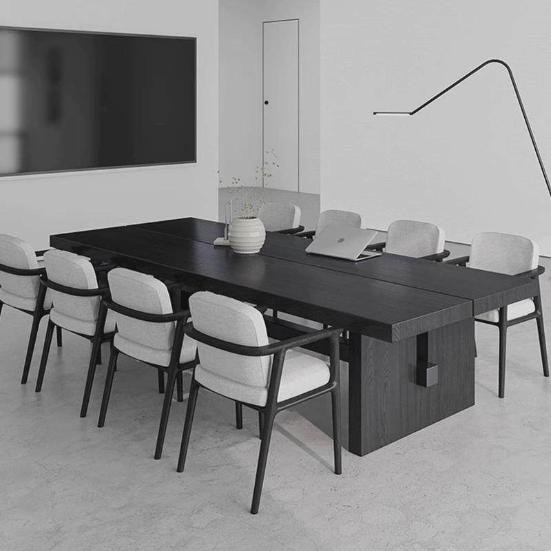 D！黑色极简实木大会议桌长桌简约长条办公桌工作台创意洽谈桌椅,商业/办公家具,会议桌,淘宝优惠券,粉丝福利购,淘宝优惠卷