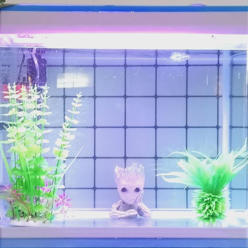 马赛克正面带胶蓝色玻璃鱼缸贴不干胶黑色鱼缸背景贴白色格子贴纸