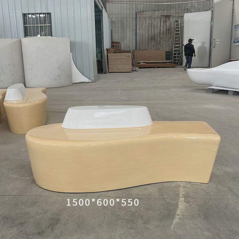 商场座椅组合玻璃钢休闲椅户外步行街休息公园座椅凳子防腐木长椅